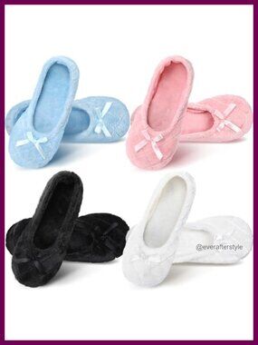 Chenille Ballet Slipper Socks Non Slip Foam Sole 4 Pairs